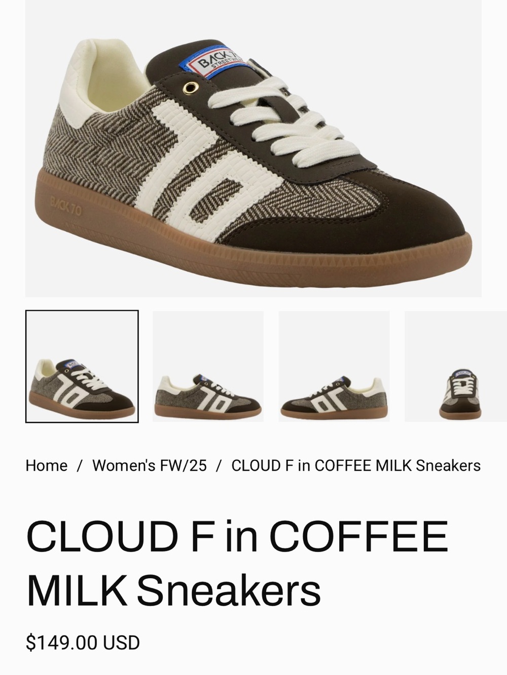 Back 70 - Cloud F in Coffee Milk Women’s Sneakers